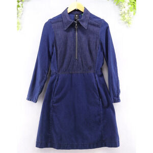 G-Star Dark Blue Denim Zip-Front Mini Dress